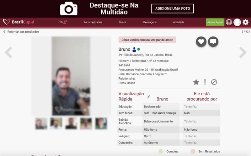 detalhes de perfil de outros solteiros a procura de relacionamento no site 