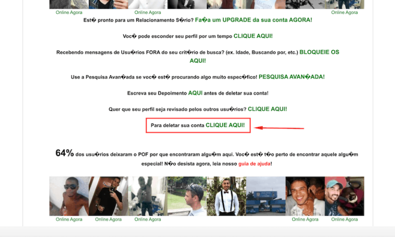 passo numero 4 de como deletar a conta do POF
