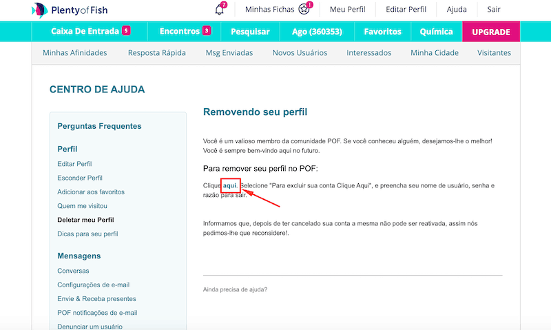 Como excluir sua conta do POF